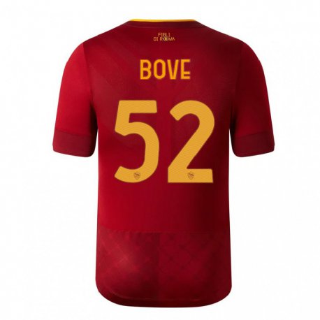 Kandiny Hombre Camiseta Edoardo Bove #52 Marrón Rojo 1ª Equipación 2022/23 La Camisa Chile