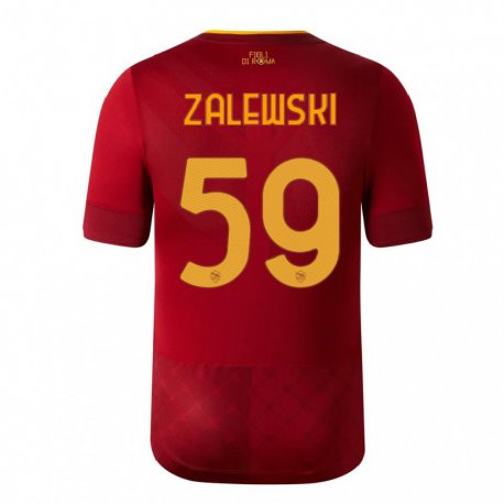 Kandiny Hombre Camiseta Nicola Zalewski #59 Marrón Rojo 1ª Equipación 2022/23 La Camisa Chile