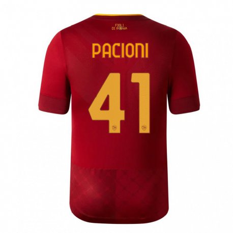 Kandiny Hombre Camiseta Eleonora Pacioni #41 Marrón Rojo 1ª Equipación 2022/23 La Camisa Chile