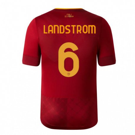Kandiny Hombre Camiseta Elin Landstrom #6 Marrón Rojo 1ª Equipación 2022/23 La Camisa Chile