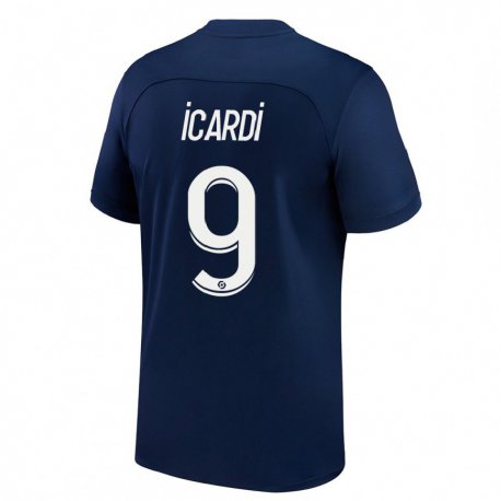 Kandiny Hombre Camiseta Mauro Icardi #9 Azul Oscuro Rojo 1ª Equipación 2022/23 La Camisa Chile