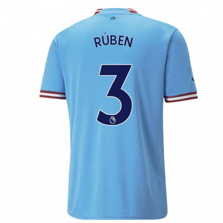 Kandiny Hombre Camiseta Ruben Dias #3 Azul Rojo 1ª Equipación 2022/23 La Camisa Chile