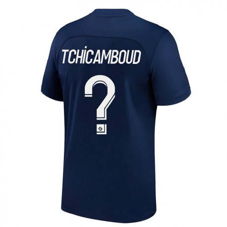 Kandiny Hombre Camiseta Queyrell Tchicamboud #0 Azul Oscuro Rojo 1ª Equipación 2022/23 La Camisa Chile