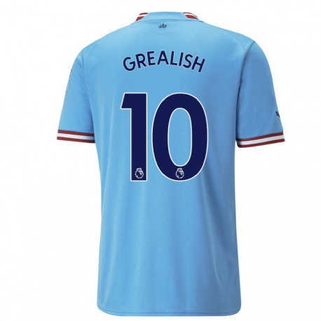 Kandiny Hombre Camiseta Jack Grealish #10 Azul Rojo 1ª Equipación 2022/23 La Camisa Chile