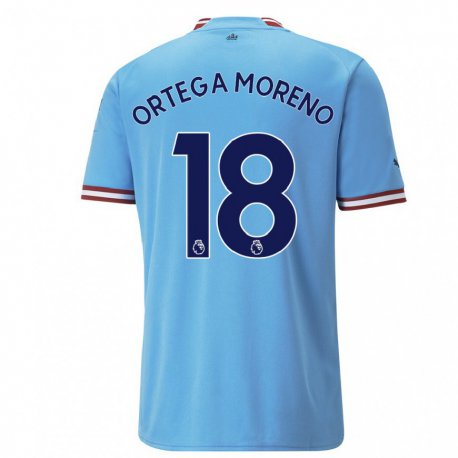 Kandiny Hombre Camiseta Stefan Ortega Moreno #18 Azul Rojo 1ª Equipación 2022/23 La Camisa Chile