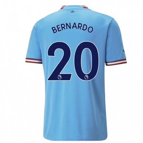 Kandiny Hombre Camiseta Bernardo Silva #20 Azul Rojo 1ª Equipación 2022/23 La Camisa Chile