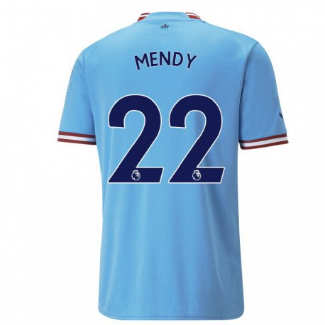 Kandiny Hombre Camiseta Benjamin Mendy #22 Azul Rojo 1ª Equipación 2022/23 La Camisa Chile