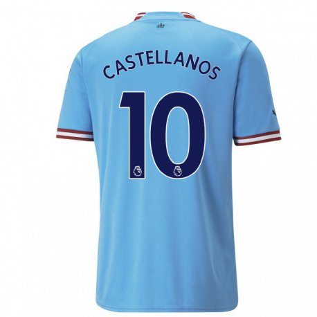Kandiny Hombre Camiseta Deyna Castellanos #10 Azul Rojo 1ª Equipación 2022/23 La Camisa Chile