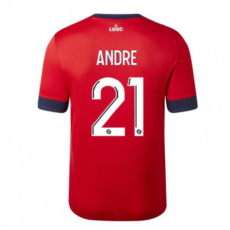 Kandiny Hombre Camiseta Benjamin Andre #21 Manzana de Caramelo Roja 1ª Equipación 2022/23 La Camisa Chile