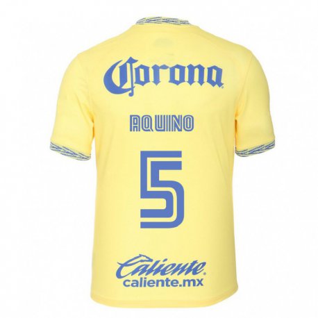 Kandiny Hombre Camiseta Pedro Aquino #5 Limon Amarillo 1ª Equipación 2022/23 La Camisa Chile