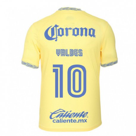 Kandiny Hombre Camiseta Diego Valdes #10 Limon Amarillo 1ª Equipación 2022/23 La Camisa Chile