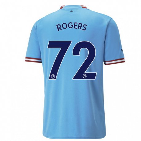 Kandiny Hombre Camiseta Morgan Rogers #72 Azul Rojo 1ª Equipación 2022/23 La Camisa Chile