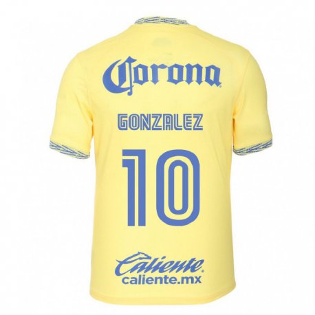 Kandiny Hombre Camiseta Alison Gonzalez #10 Limon Amarillo 1ª Equipación 2022/23 La Camisa Chile