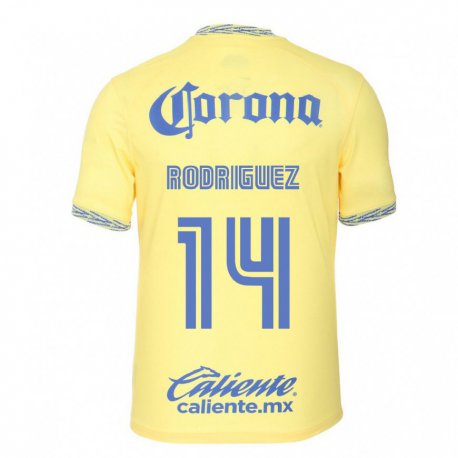 Kandiny Hombre Camiseta Monica Rodriguez #14 Limon Amarillo 1ª Equipación 2022/23 La Camisa Chile