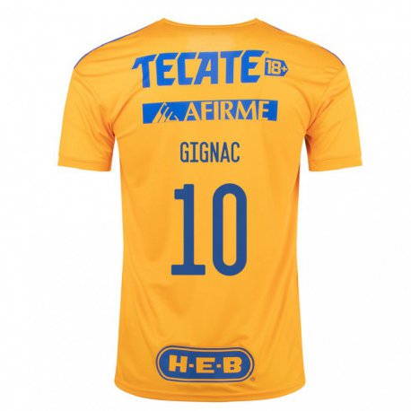 Kandiny Hombre Camiseta Andre-pierre Gignac #10 Abejorro Amarillo 1ª Equipación 2022/23 La Camisa Chile