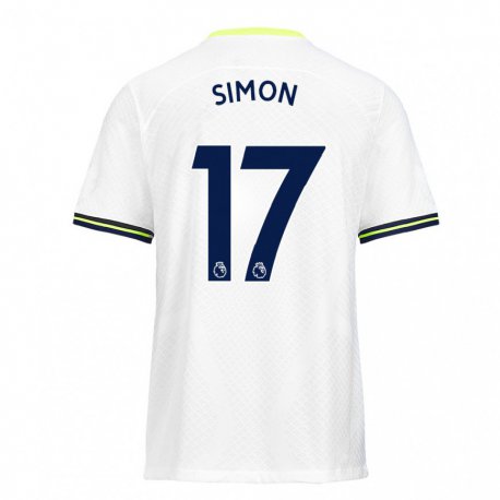 Kandiny Hombre Camiseta Kyah Simon #17 Blanco Verde 1ª Equipación 2022/23 La Camisa Chile