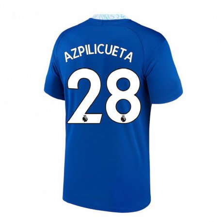 Kandiny Hombre Camiseta César Azpilicueta #28 Azul Oscuro 1ª Equipación 2022/23 La Camisa Chile