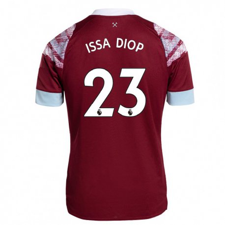 Kandiny Hombre Camiseta Issa Diop #23 Burdeos 1ª Equipación 2022/23 La Camisa Chile
