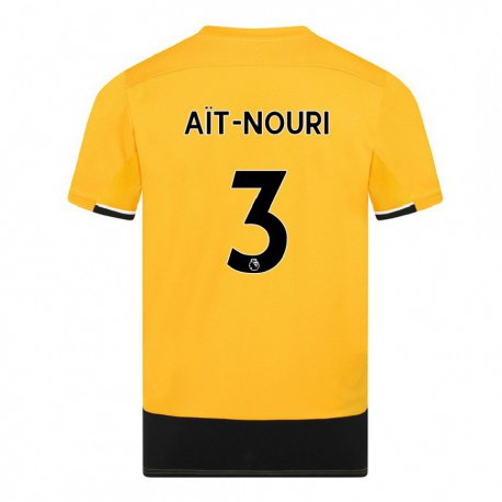 Kandiny Hombre Camiseta Rayan Ait-nouri #3 Amarillo Negro 1ª Equipación 2022/23 La Camisa Chile