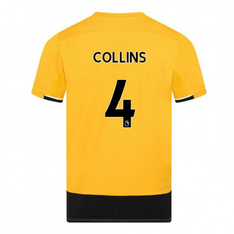 Kandiny Hombre Camiseta Nathan Collins #4 Amarillo Negro 1ª Equipación 2022/23 La Camisa Chile