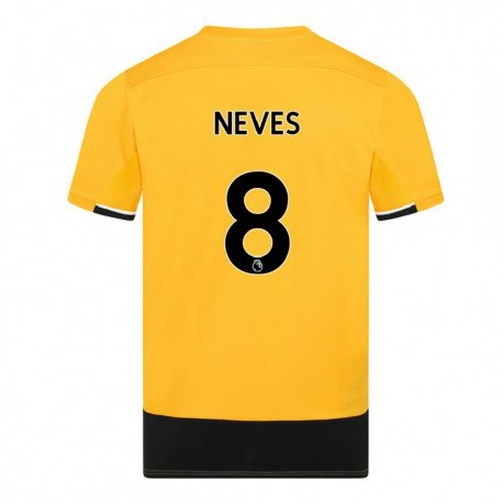 Kandiny Hombre Camiseta Ruben Neves #8 Amarillo Negro 1ª Equipación 2022/23 La Camisa Chile
