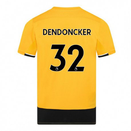 Kandiny Hombre Camiseta Leander Dendoncker #32 Amarillo Negro 1ª Equipación 2022/23 La Camisa Chile