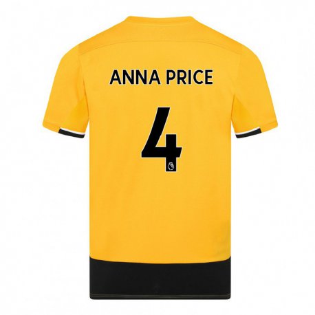 Kandiny Hombre Camiseta Anna Price #4 Amarillo Negro 1ª Equipación 2022/23 La Camisa Chile