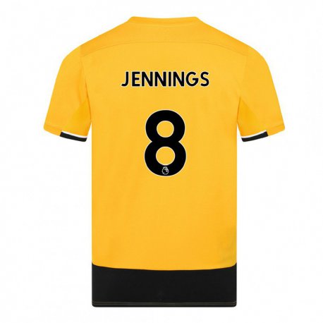 Kandiny Hombre Camiseta Shannie Jennings #8 Amarillo Negro 1ª Equipación 2022/23 La Camisa Chile