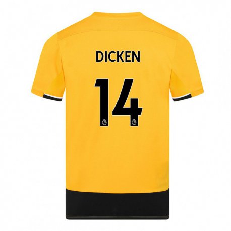 Kandiny Hombre Camiseta Amy Dicken #14 Amarillo Negro 1ª Equipación 2022/23 La Camisa Chile