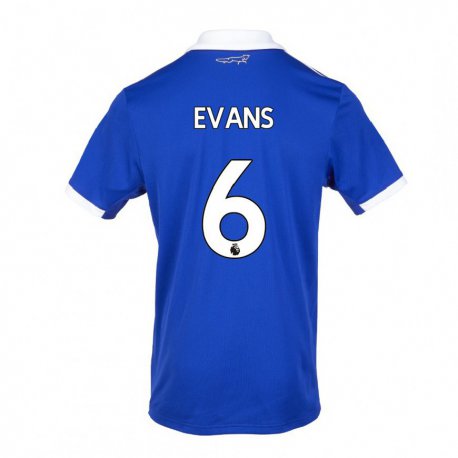 Kandiny Hombre Camiseta Jonny Evans #6 Azul Blanco 1ª Equipación 2022/23 La Camisa Chile