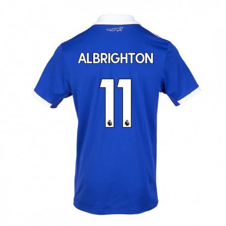 Kandiny Hombre Camiseta Marc Albrighton #11 Azul Blanco 1ª Equipación 2022/23 La Camisa Chile