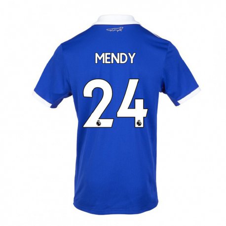 Kandiny Hombre Camiseta Nampalys Mendy #24 Azul Blanco 1ª Equipación 2022/23 La Camisa Chile