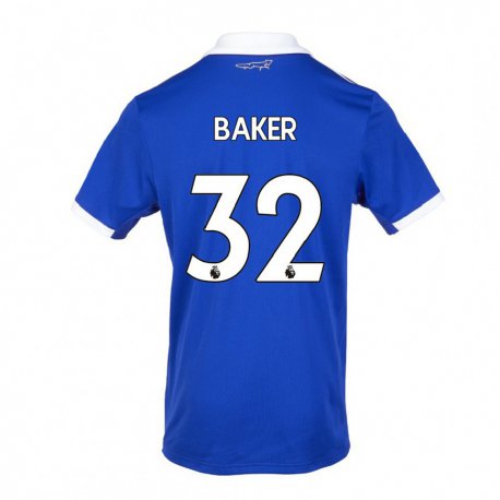 Kandiny Hombre Camiseta Ava Baker #32 Azul Blanco 1ª Equipación 2022/23 La Camisa Chile