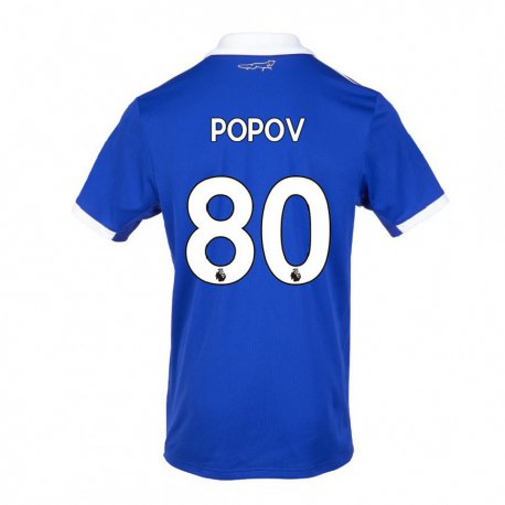 Kandiny Hombre Camiseta Chris Popov #80 Azul Blanco 1ª Equipación 2022/23 La Camisa Chile