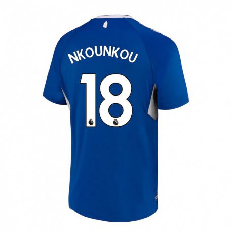 Kandiny Hombre Camiseta Niels Nkounkou #18 Azul Oscuro Blanco 1ª Equipación 2022/23 La Camisa Chile