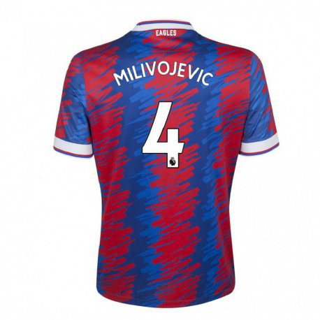 Kandiny Hombre Camiseta Luka Milivojevic #4 Rojo Azul 1ª Equipación 2022/23 La Camisa Chile