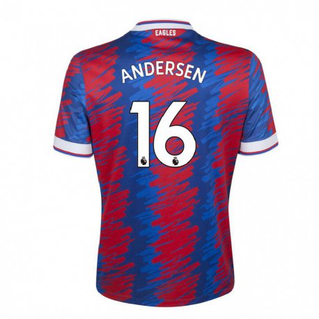 Kandiny Hombre Camiseta Joachim Andersen #16 Rojo Azul 1ª Equipación 2022/23 La Camisa Chile