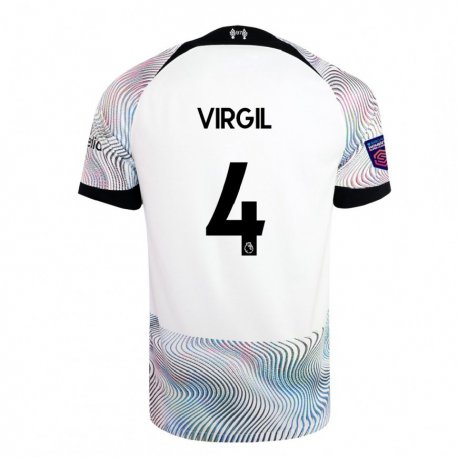 Kandiny Hombre Camiseta Virgil Van Dijk #4 Blanco Colorido 2ª Equipación 2022/23 La Camisa Chile