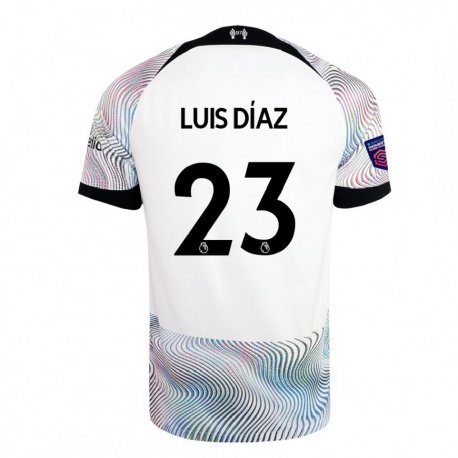 Kandiny Hombre Camiseta Luis Diaz #23 Blanco Colorido 2ª Equipación 2022/23 La Camisa Chile