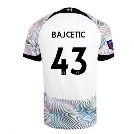 Kandiny Hombre Camiseta Stefan Bajcetic #43 Blanco Colorido 2ª Equipación 2022/23 La Camisa Chile
