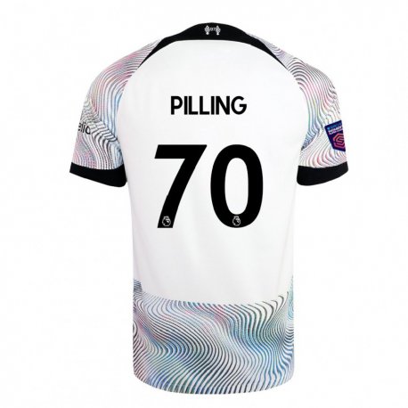 Kandiny Hombre Camiseta Tommy Pilling #70 Blanco Colorido 2ª Equipación 2022/23 La Camisa Chile