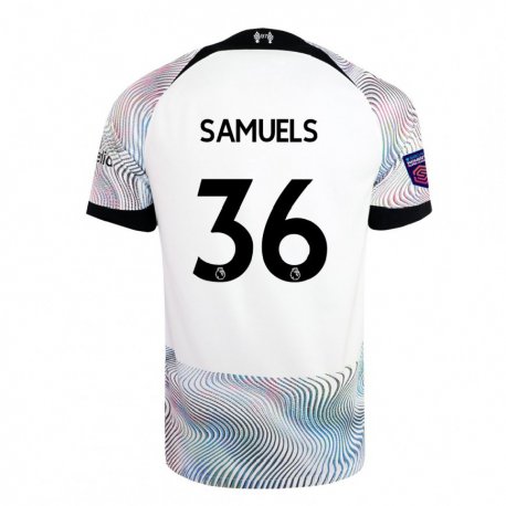 Kandiny Hombre Camiseta Kerron Samuels #36 Blanco Colorido 2ª Equipación 2022/23 La Camisa Chile