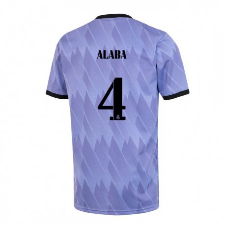 Kandiny Hombre Camiseta David Alaba #4 Púrpura Negro 2ª Equipación 2022/23 La Camisa Chile
