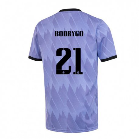 Kandiny Hombre Camiseta Rodrygo #21 Púrpura Negro 2ª Equipación 2022/23 La Camisa Chile