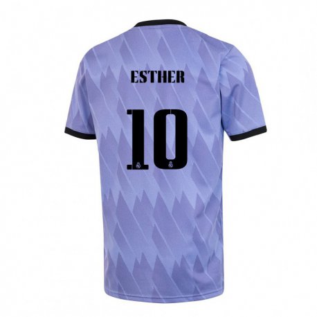 Kandiny Hombre Camiseta Esther Gonzalez #10 Púrpura Negro 2ª Equipación 2022/23 La Camisa Chile