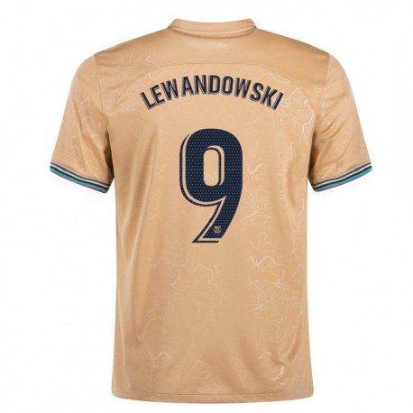 Kandiny Hombre Camiseta Robert Lewandowski #9 Oro 2ª Equipación 2022/23 La Camisa Chile