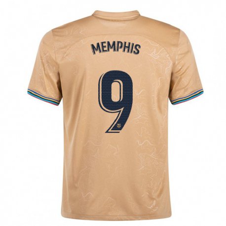 Kandiny Hombre Camiseta Memphis Depay #9 Oro 2ª Equipación 2022/23 La Camisa Chile
