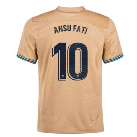 Kandiny Hombre Camiseta Ansu Fati #10 Oro 2ª Equipación 2022/23 La Camisa Chile