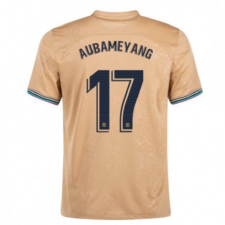 Kandiny Hombre Camiseta Pierre-emerick Aubameyang #17 Oro 2ª Equipación 2022/23 La Camisa Chile