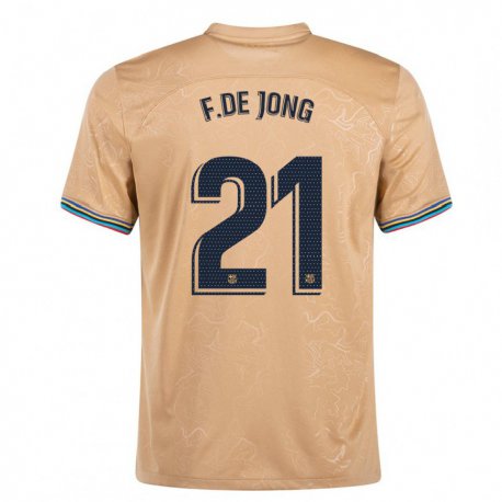Kandiny Hombre Camiseta Frenkie De Jong #21 Oro 2ª Equipación 2022/23 La Camisa Chile